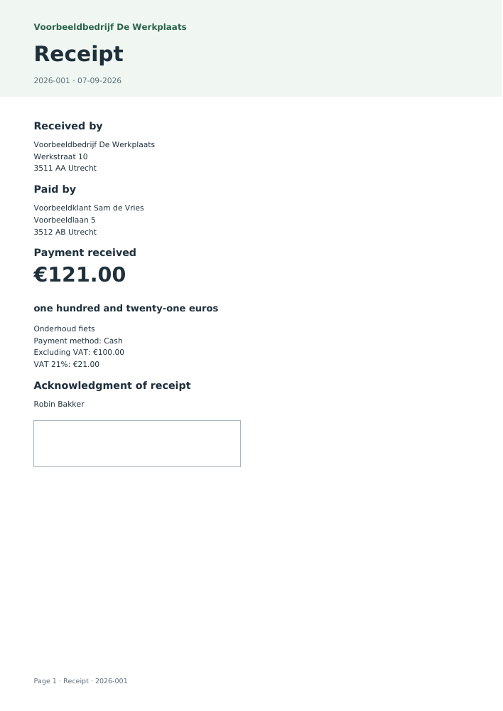 Sample PDF: Receipt generator