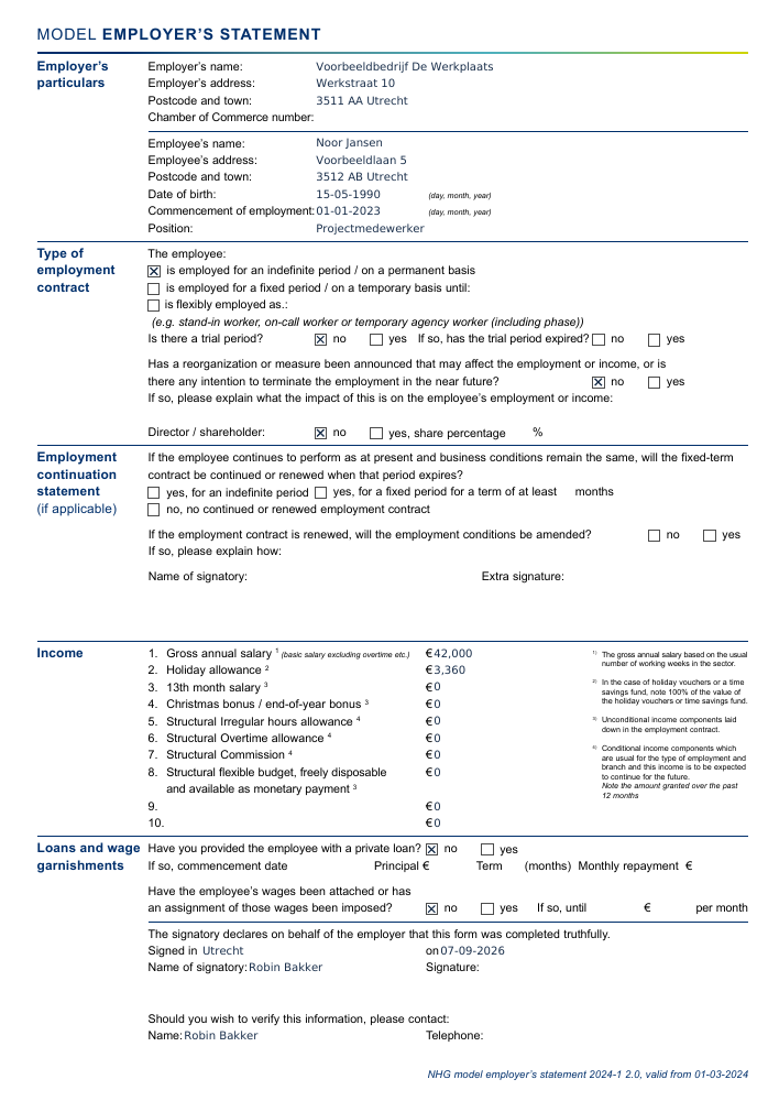 Sample PDF: Employer statement generator
