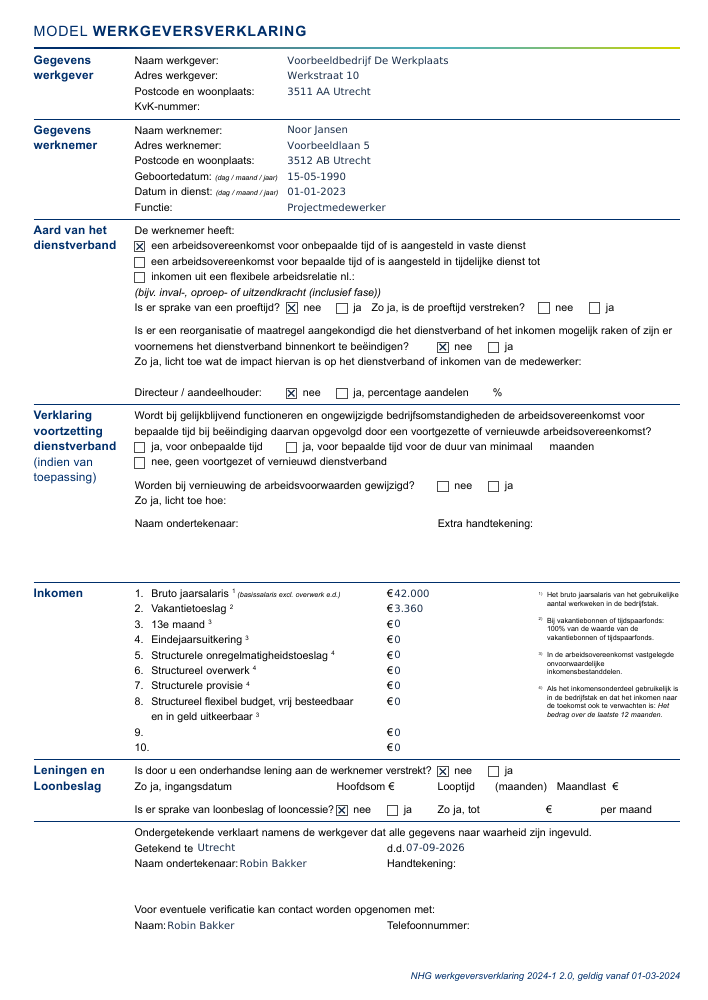 Voorbeeld-PDF: Werkgeversverklaring maken